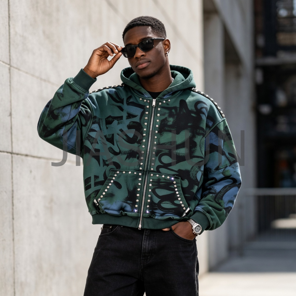 Custom Oversized Hooded Streetwear Jacket · 390 gsm