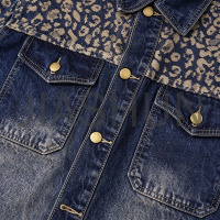 Vintage Street Style Leopard Spliced Denim Jacket