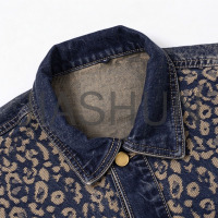 Vintage Street Style Leopard Spliced Denim Jacket