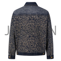 Vintage Street Style Leopard Spliced Denim Jacket