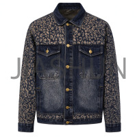 Vintage Street Style Leopard Spliced Denim Jacket