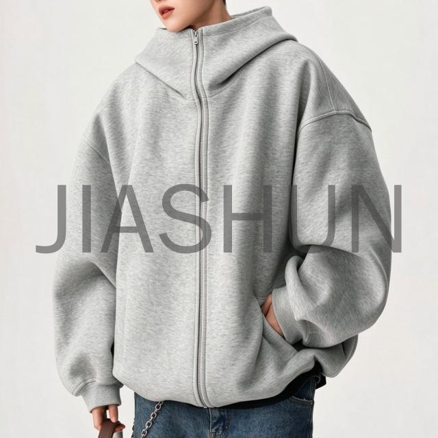 Men Street Style Full Zip Oversized Hoodie
