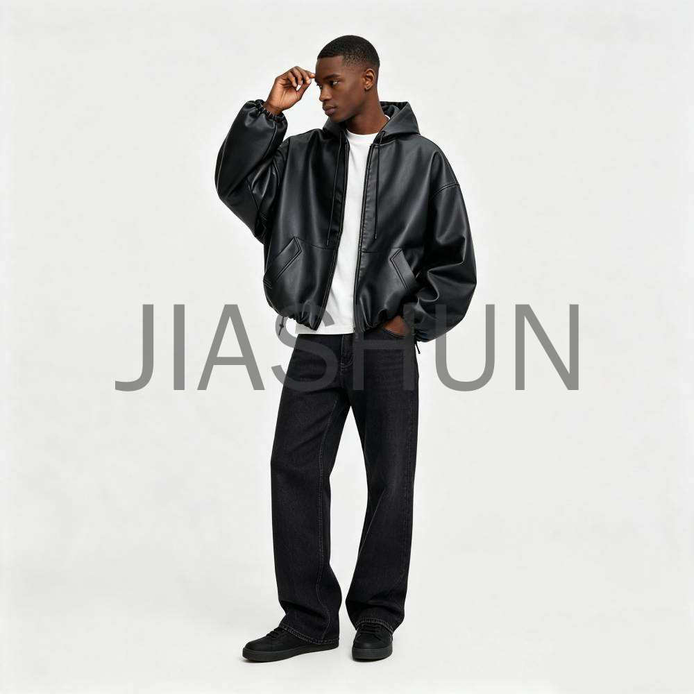 Custom Crop Oversized Leather Jacket · 400 gsm