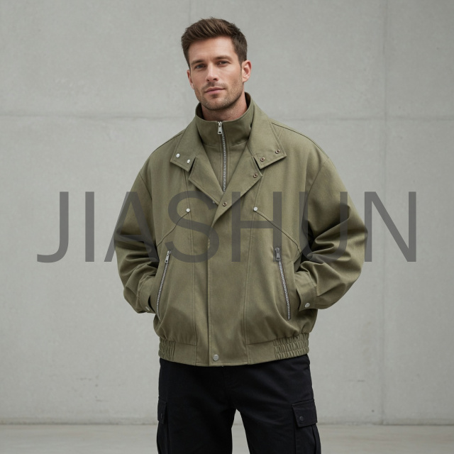 Olive Green Oversized Multi-Zip Jacket