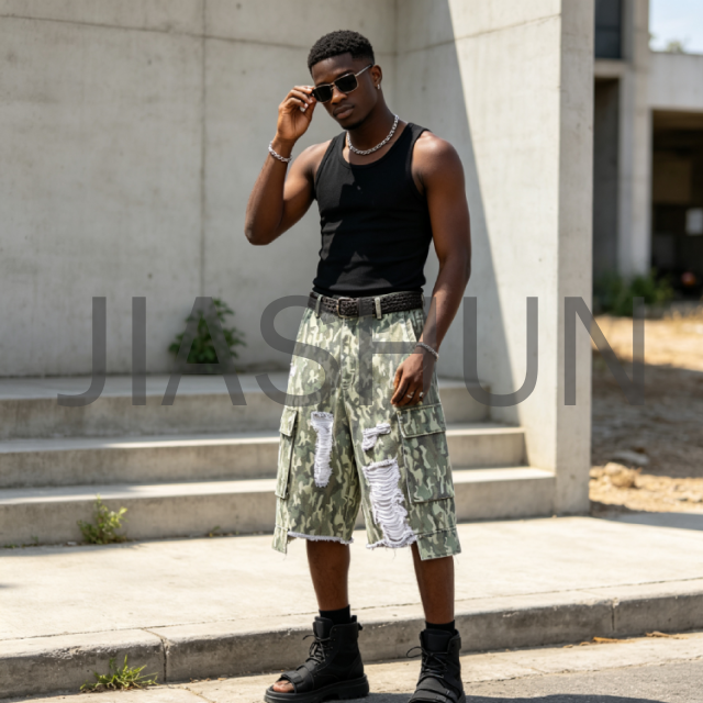 Custom Camo Denim Shorts