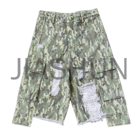 Custom Camo Denim Shorts · 380 gsm