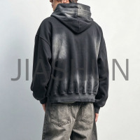 Gothic Street Faded Zip Front Hoodie