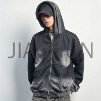 Gothic Street Faded Zip Front Hoodie