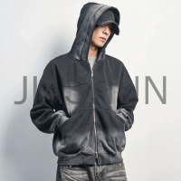 Gothic Street Faded Zip Front Hoodie