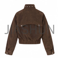 Gothic Rivet Suede Cropped Bomber Jacket