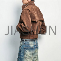 Gothic Rivet Suede Cropped Bomber Jacket