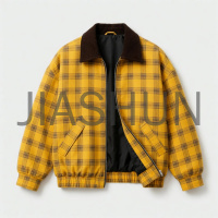 Yellow Plaid Corduroy Collar Jacket