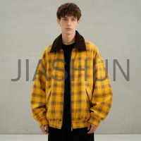 Yellow Plaid Corduroy Collar Jacket