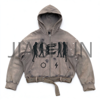 Custom Crop Hooded Streetwear Jacket · 390 gsm · Vintage wash