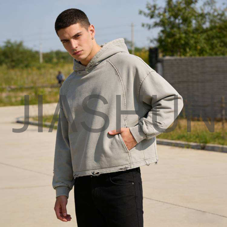 Custom Crop Vintage Hoodie · 390 gsm · Vintage wash