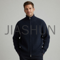 Full Zip Stand Collar Knit Jacket