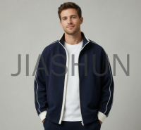 Retro Contrast Trim Full Zip Jacket