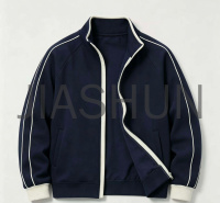 Retro Contrast Trim Full Zip Jacket
