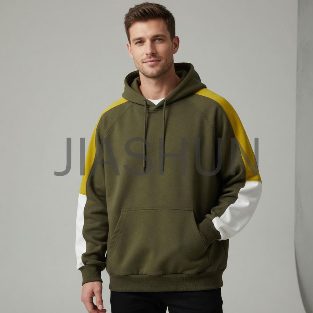Multi-Tone Raglan Hooded Sweatshirt