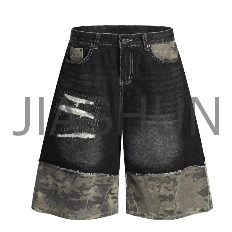 Custom Camo Denim Shorts · 410 gsm