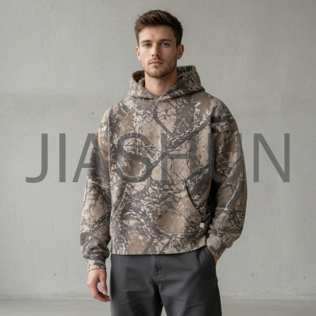 Oversized Camo Print Hoodie