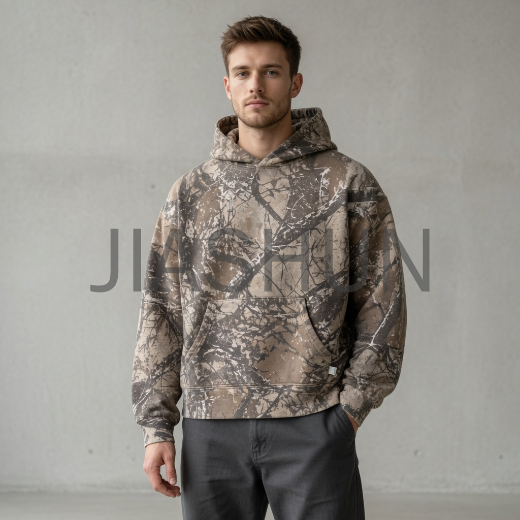 Oversized Camo Print Hoodie