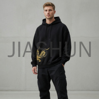 Oversized Hoodie with Golden Embroidery