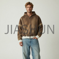 Vintage Washed Zip-Up Hooded Jacket