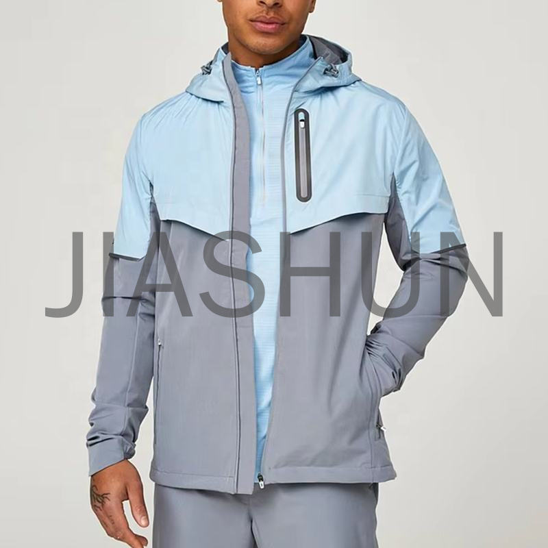 Lightweight Windproof Colorblock Athletic Hooded Jacket