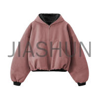 Oversized Zip Up Hooded Bomber Jacket