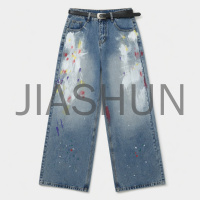 Wide Leg Paint Splatter Jeans