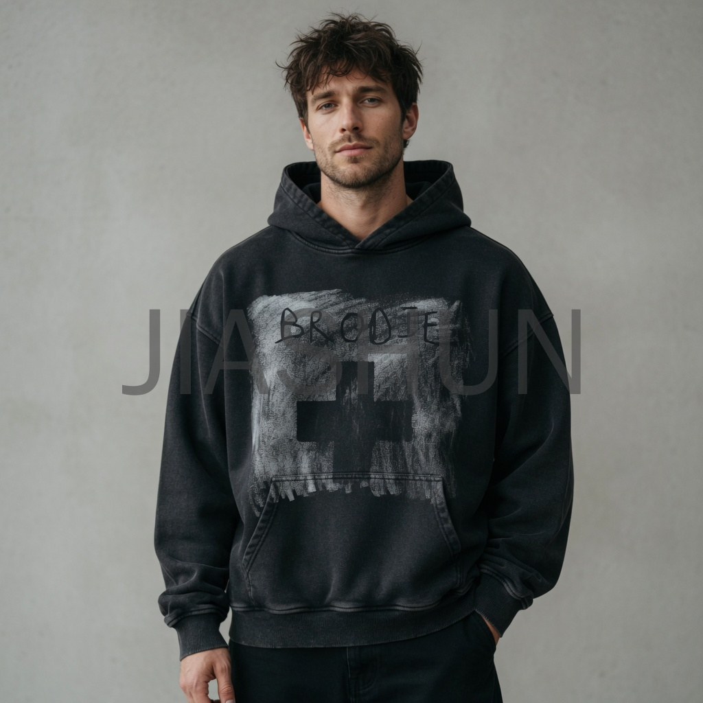 Oversized Cross Graphic Print Hoodie