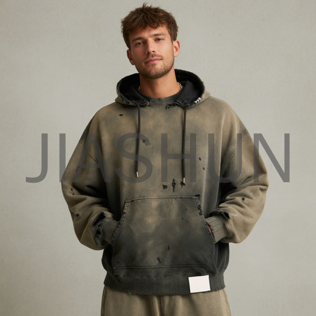 Oversized Distressed Washed Hoodie