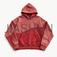 Oversized Patchwork Distressed Hoodie