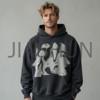 Oversized Abstract Face Print Hoodie